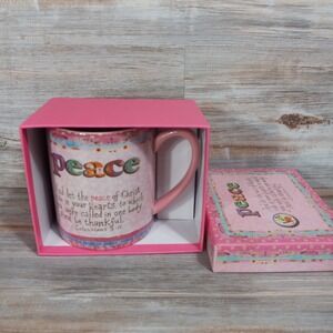Lang Peace Ceramic Mug 14oz Lori Siebert Colossians 3:15 Scripture Pink Gift Box